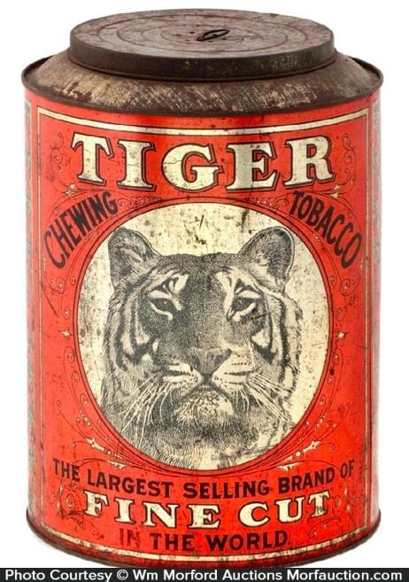 tiger chewing tobacco tin